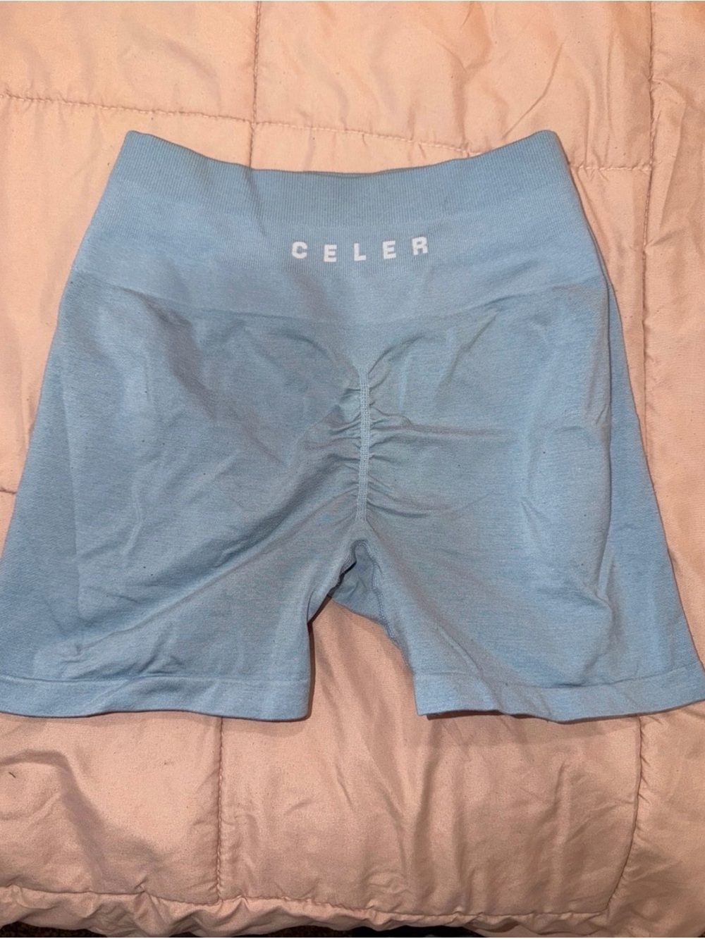 Celer Light Blue High-Rise Athletic Bike Shorts